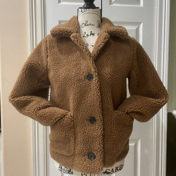 ABERCROMBIE & FITCH TEDDY BEAR BOMBER JACKET COZY SIZE XS WARMTH AESTHETIC - Picture 9 of 13